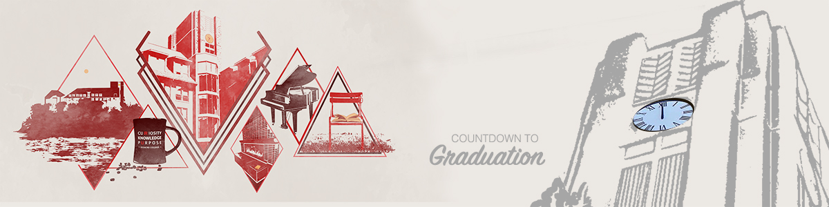 Countdown to Graduation visual with nostalgic theme and the Honors College clock tower