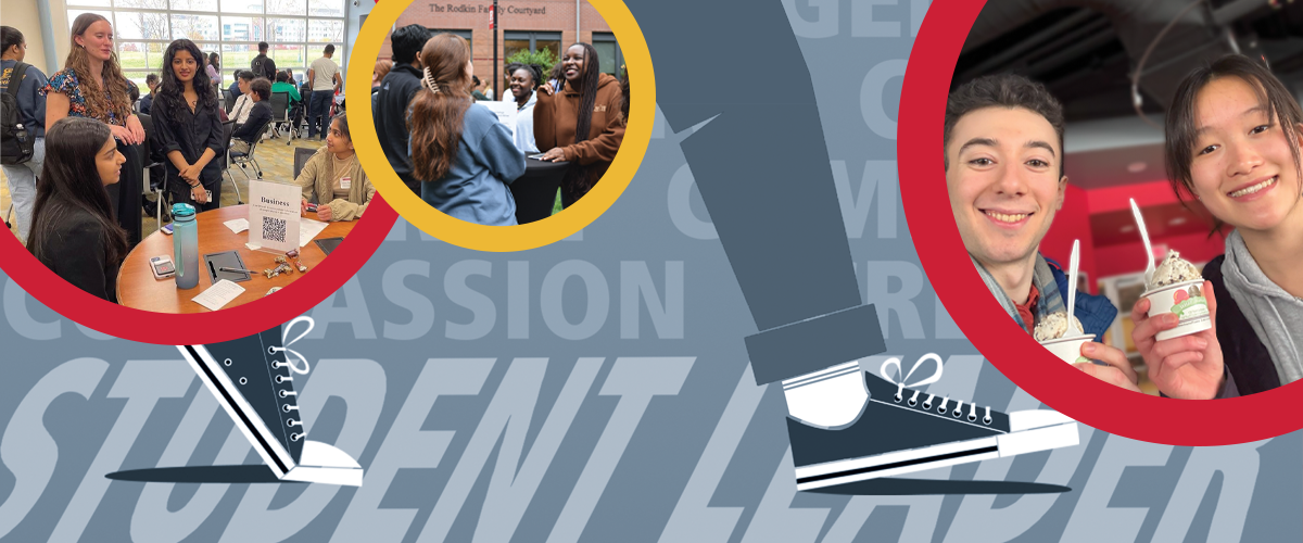 Honors College Peer Mentor visual banner with photos of HC students interacting together