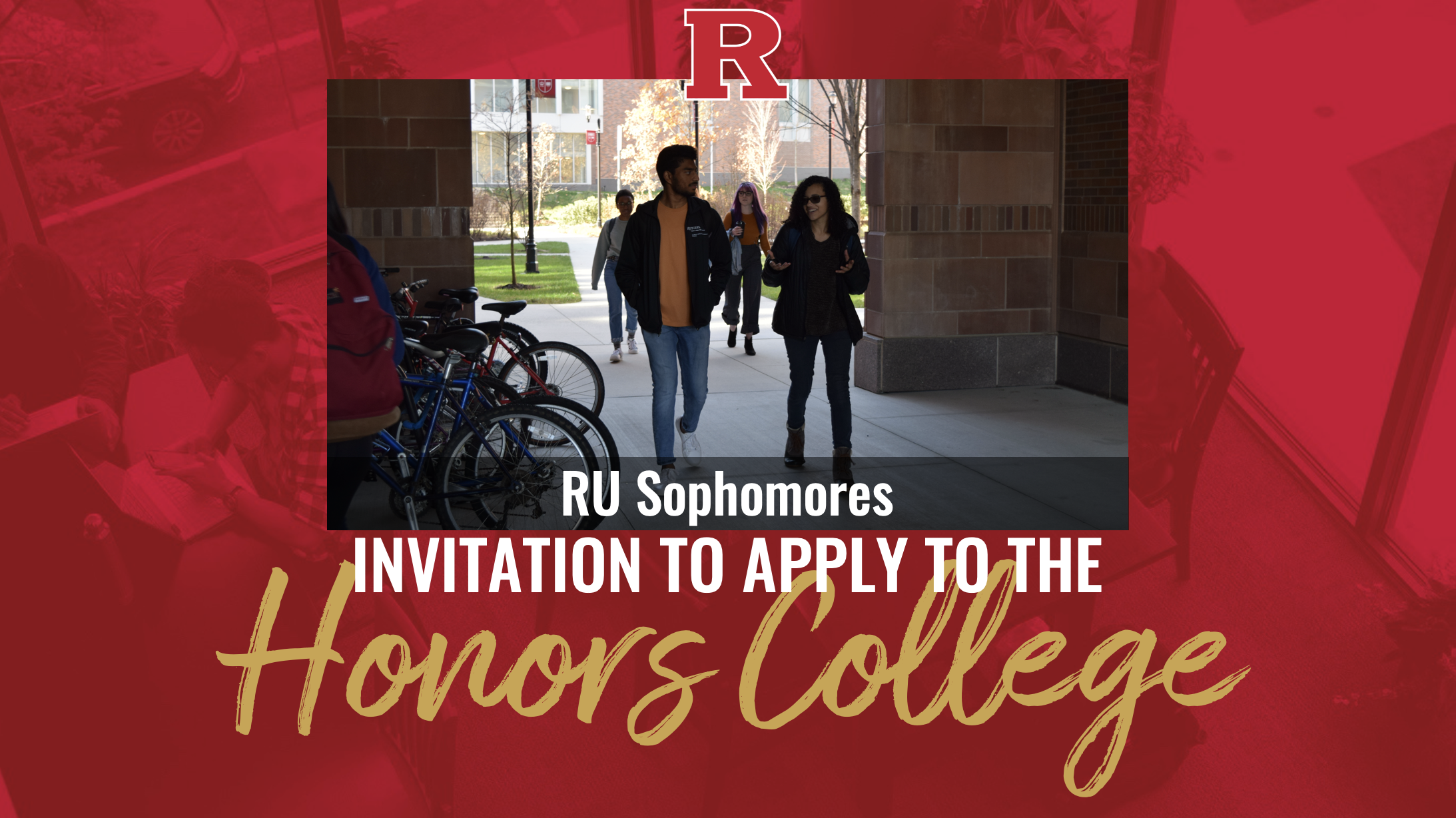 Sophomore PowerPoint Presentation opening slide showing students walking through the archway