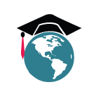 icon showing a globe and a graduation cap on the top