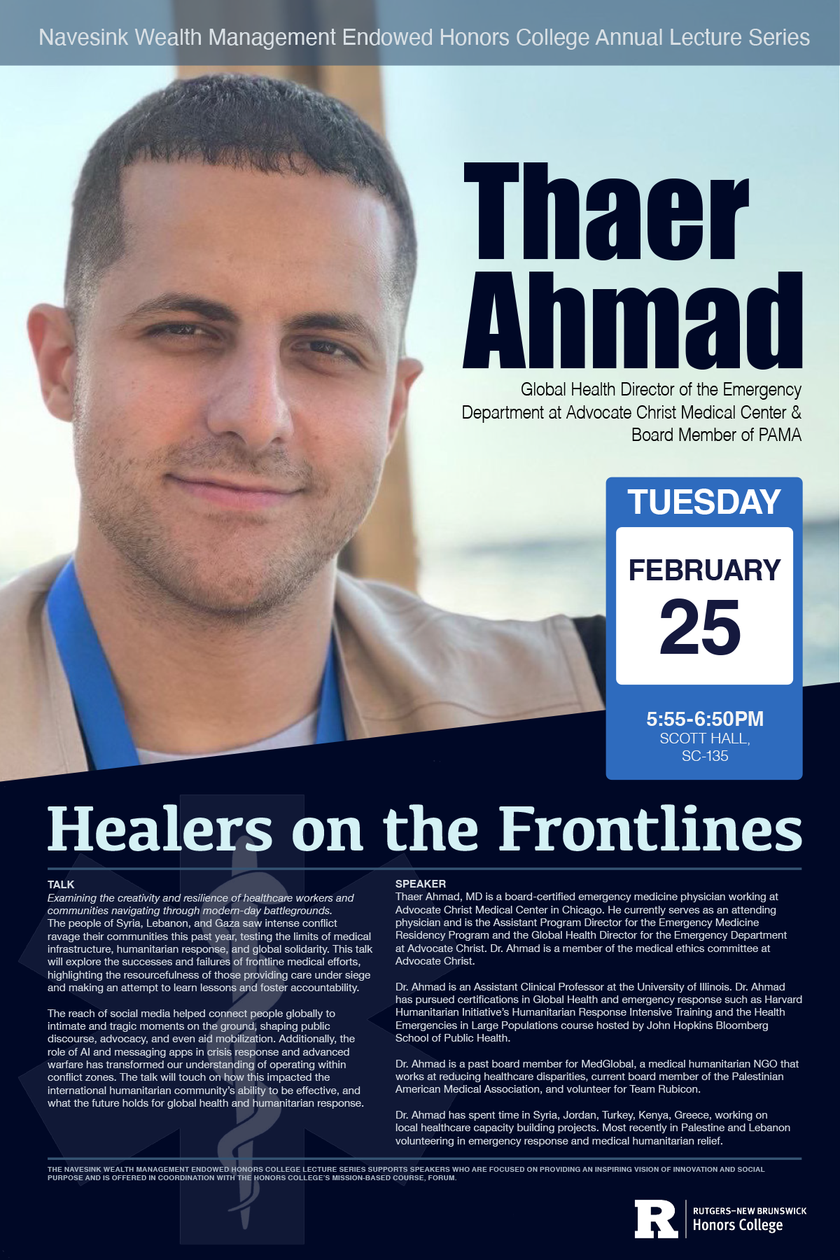 Poster for Thaer Ahmad's event