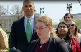 April Nicklaus ('19/SEBS) speaking at a press conference in Washington, D.C.