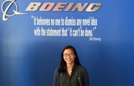 Stephanie Tu ('19, SOE/HC) as a Structures Engineering Intern at Boeing