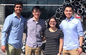 Winning Team Photo - The students pictured from left to right are: Kyle Mani, Joseph Nguyen, Megan Maniar, and Kyle Lee