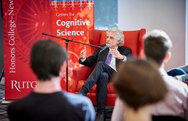 Dr. Steven Pinker during his talk to Rutgers University–New Brunswick students, faculty, and staff. Photo Credit: Andrew Daddio