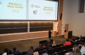 Mariana Diaz, Head Consul of Mexico in New Brunswick, giving a presentation