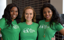 Serena Simpkins ('21, Honors College), Emma Brushaber ('21, Law & Political Science Discovery House), and Aasha Shaik ('20, Honors College)