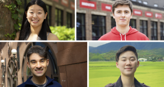 Photo collage representing Tiffany Chan and Alan Rozenblit from Rutgers-Camden (top) and also Adrian Jackson and Iris You (bottom).