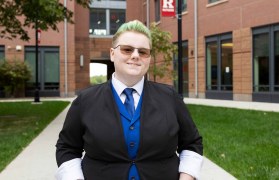 Rutgers University-New Brunswick senior Rachel Toepfer stands outside of the Honors College. Photo by Luca Mostello/Rutgers University